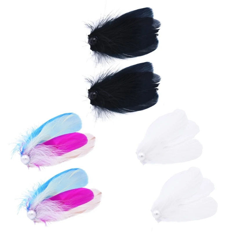 

Stylish Feathered Artificial Pearls Hair Clip Side Pin for Theme Parties and Elegant Event Gatherings Stage Headpiece 15UB