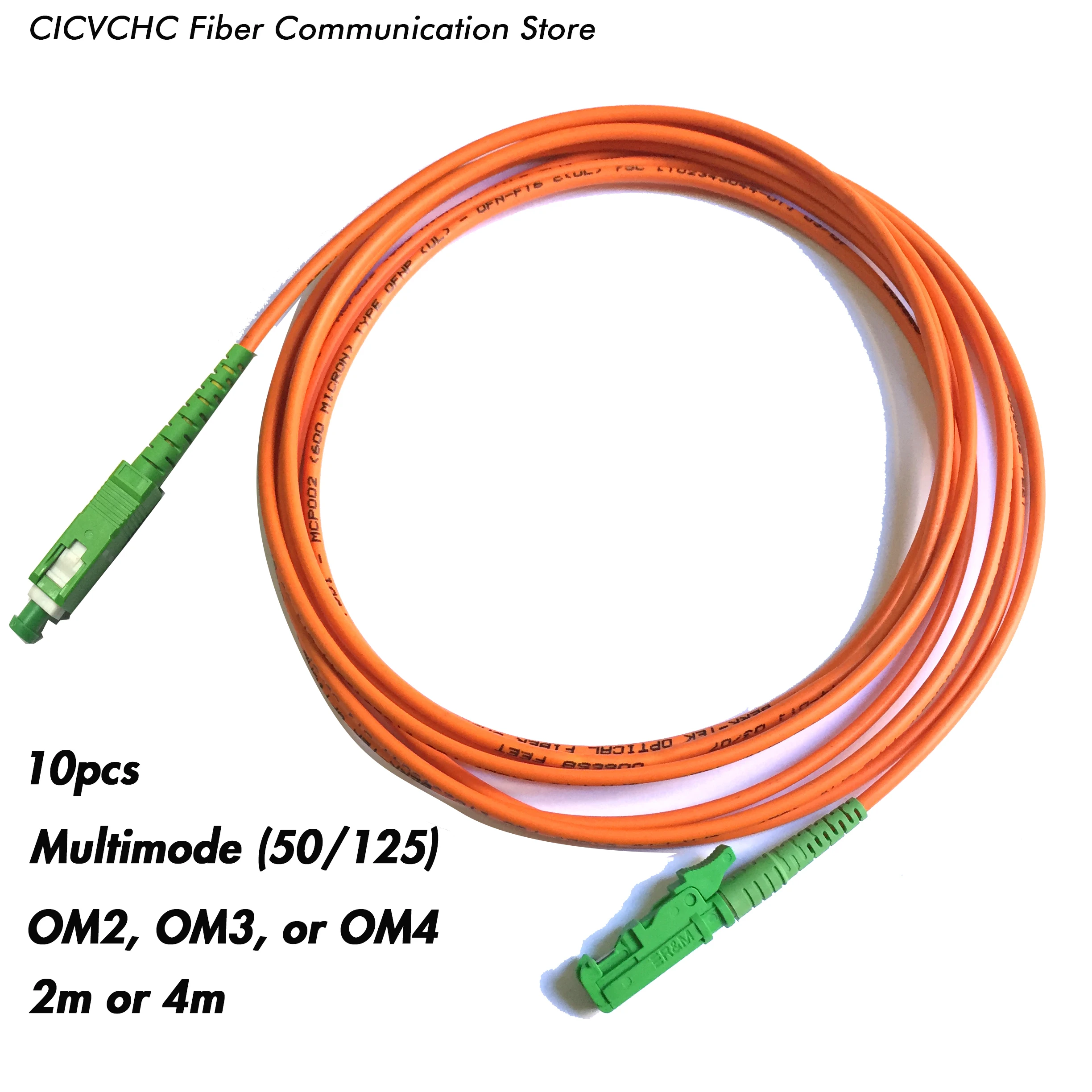 

10pcs E2000 ( LSH ) /APC-SC/APC-Multimode OM1, OM2, OM3, OM4-3.0mm Cable / Jumper