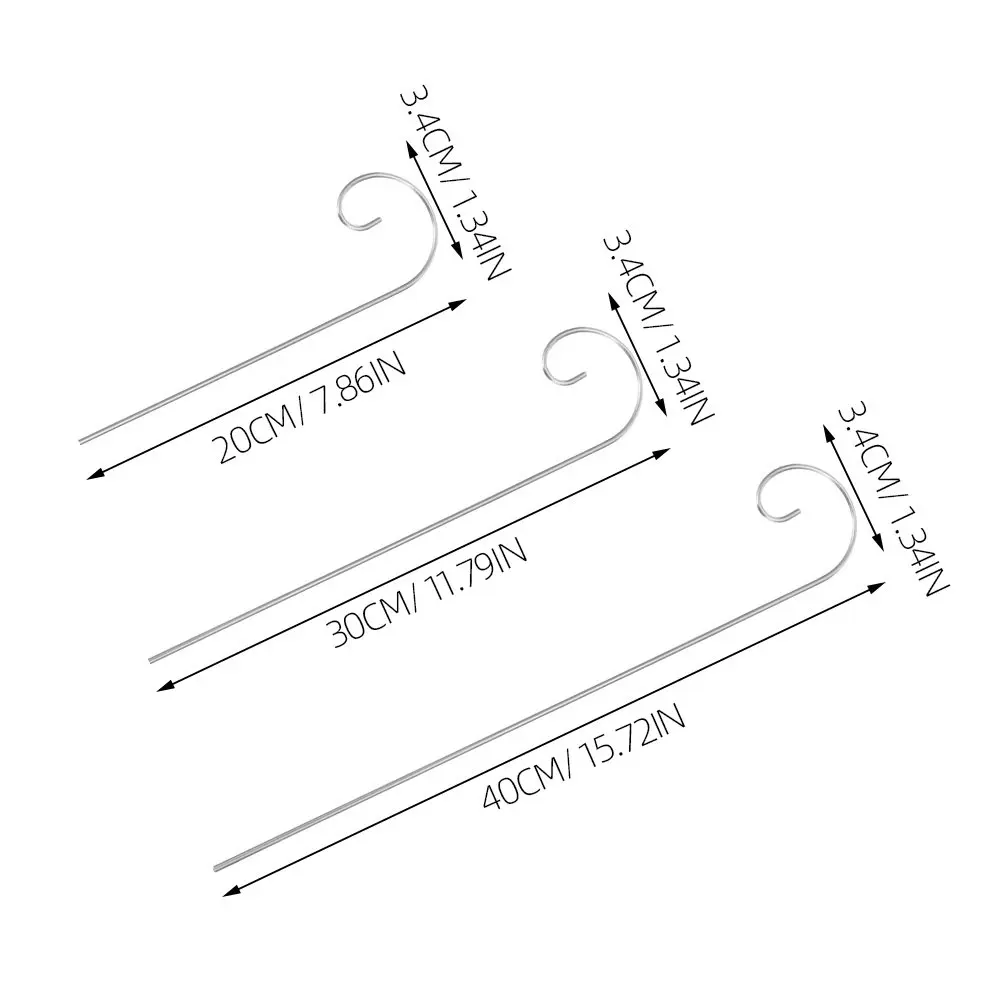 30Pcs Elegant Garden Shepherd Hooks 20 30 40Cm Metal Outdoor Hanging Hooks for Plant Markers Solar Lights Flower Pots Decorative