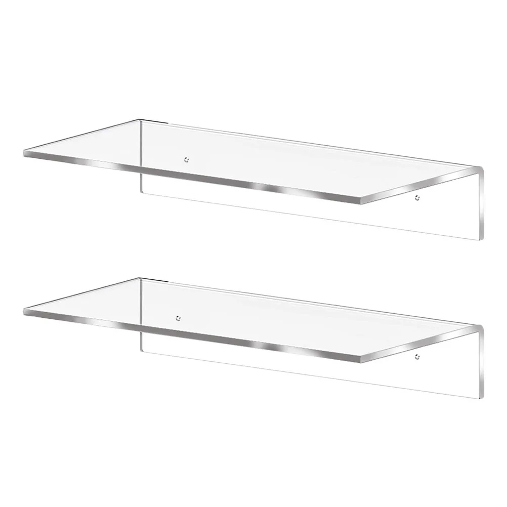 

2 Pcs Plastic Wall Shelves Clear Floating Bathroom Plant Stand Display Rack Storage ganizer Home Decor Kitchen Bedroom Office