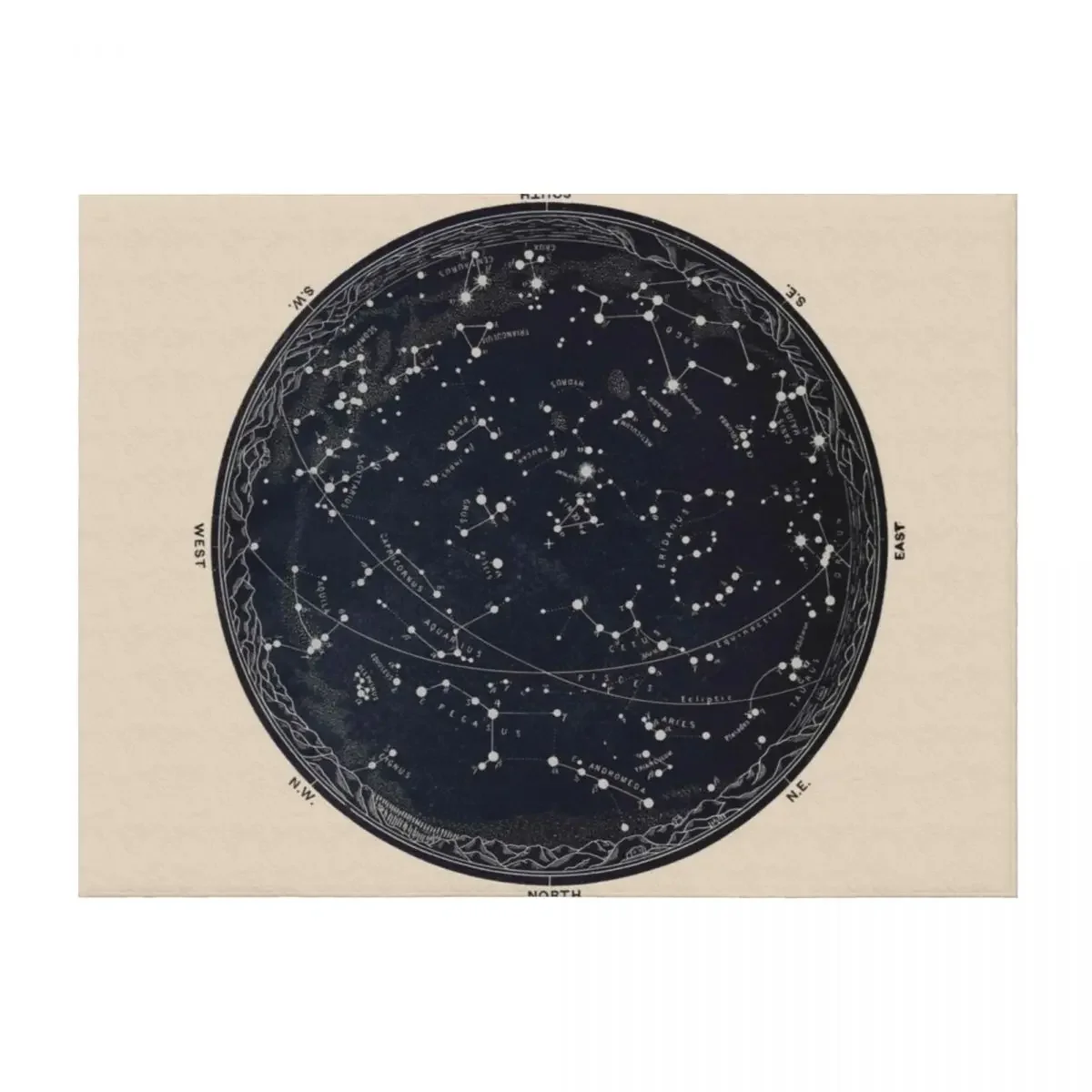 

Antique Map of the Night Sky, 19th century astronomy Throw Blanket Winter beds Decorative Sofas Luxury Soft Blankets