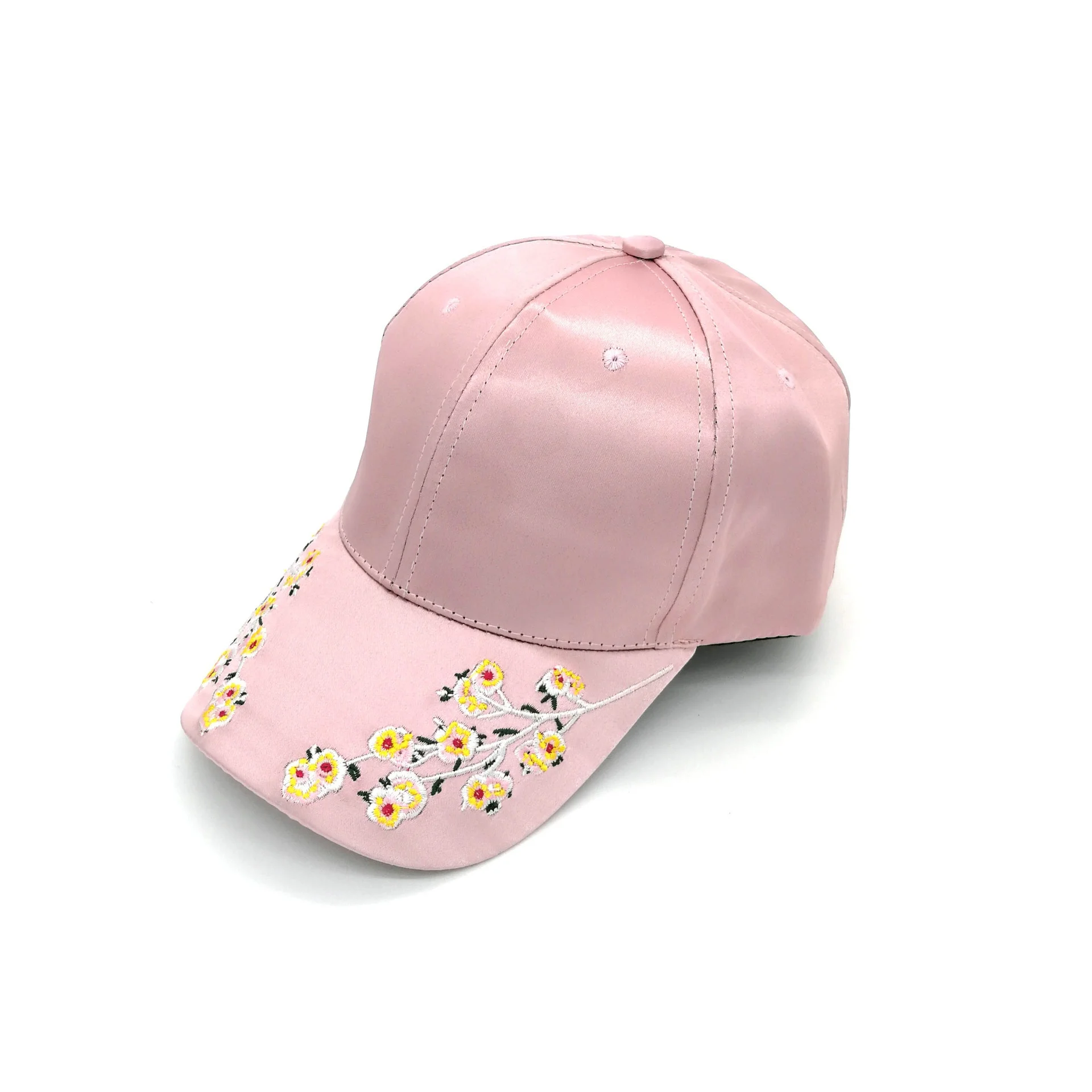 Satin Flower baseball cap Vintage delicate embroidery plum blossom curved brim cap men's and women's cap