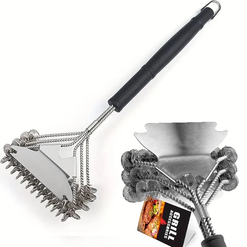 

Grill Brush and Scraper Bristle Free Safe BBQ Brush-18'' Stainless Grate Cleaner,Safe Accessories for Porcelain/ Charcoal