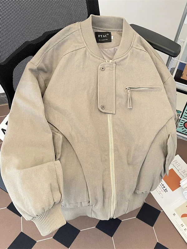 

Мужская куртка-бомбер Waed Canvas Pilot, весна-осень, с воротником-стойкой, повседневная, свободного кроя, на молнии