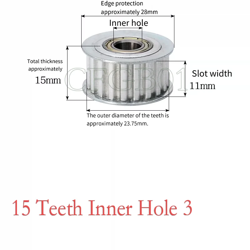 XL 15T Teeth Idler Pulley Tensioner Wheel Bore 3/4/5/6/7/8/10mm with Bearing Guide Synchronous Pulley Width 11/16mm