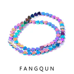 7colors 4/6/8/10mm Natural Stone Bright rainbow Hematite Beads Heart beads for DIY Necklace Bracelet Jewelry Making Accessories