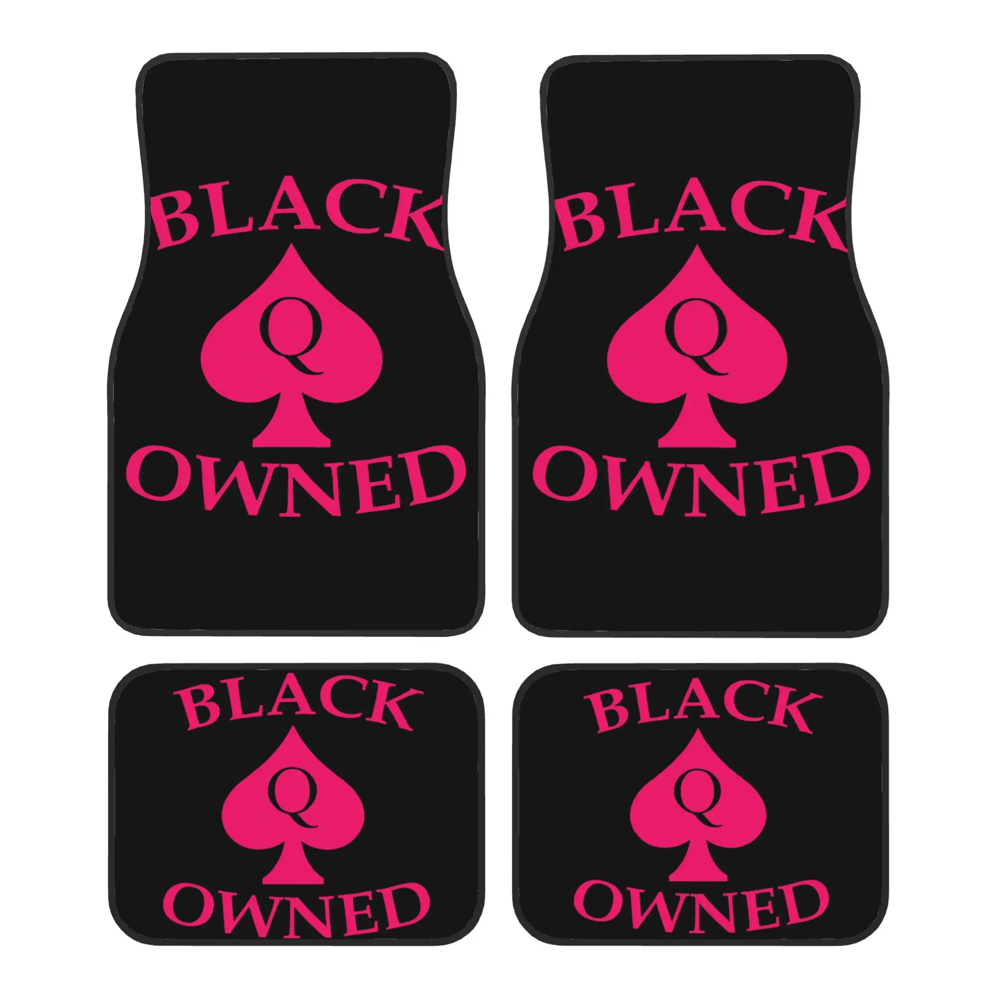 Black Owned Queen Of Spades Car Floor Mats of 4 Pieces Crystal Velvet Carpets Rugs Universal Car Front Rear Carpets Foot Mats