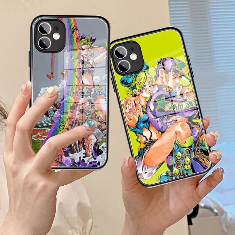 Anime JoJos Bizarre Adventure  Phone Case glass 14 13 11 12 Pro 8 7 Plus X 13 Pro MAX XR XS MINI Black Covers