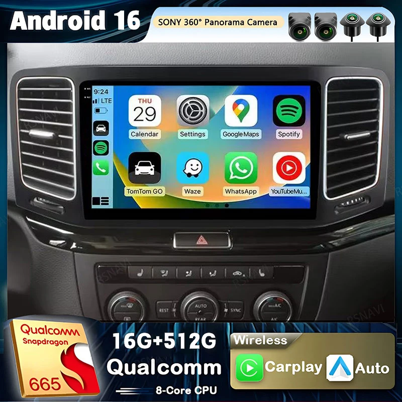 Android 16 Carplay Car Radio For Volkswagen VW Sharan 2012 - 2018 Multimedia Video Player Navigation GPS Stereo DVD Head Unit BT