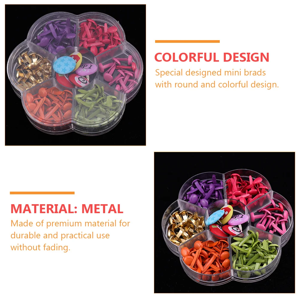 

2 Boxes Mixed Metal Brads Mini Colorful Nails Kids Handmade Craft Diy Paper Fasteners Creative Materials Safe For Children