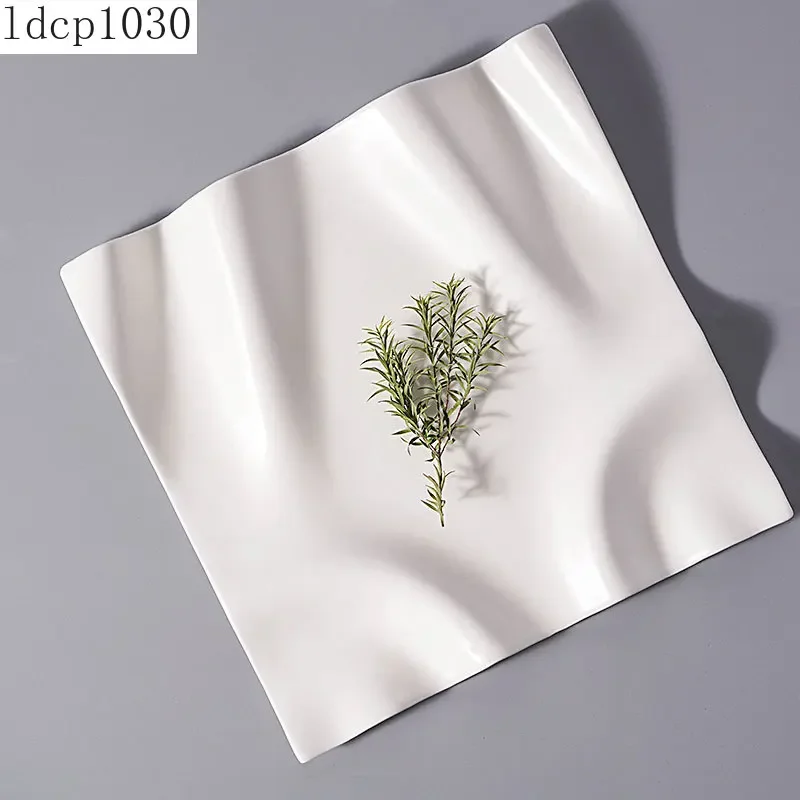 Creative Rectangular Pleated Plate Western Restaurant Dishes Decorative Plate Steak Dessert Plate Home Kitchen Ceramic Tableware
