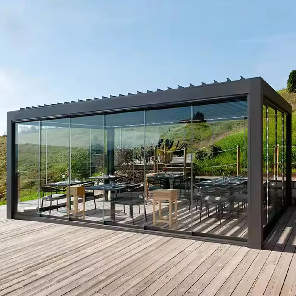 

Waterproof Modern Aluminum Pergola Luxury Bioclimatic Outdoor Gazebo Durable Patio Roof System for Backyard Garden & Villa