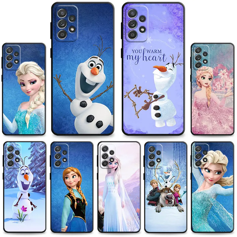 Silicone Frozen Anna Elsa Princess Phone Case for Samsung Galaxy A20 A04 A03 A51 A30 A71 A01 A70 A10 A50 A20e A20s A40 Cover