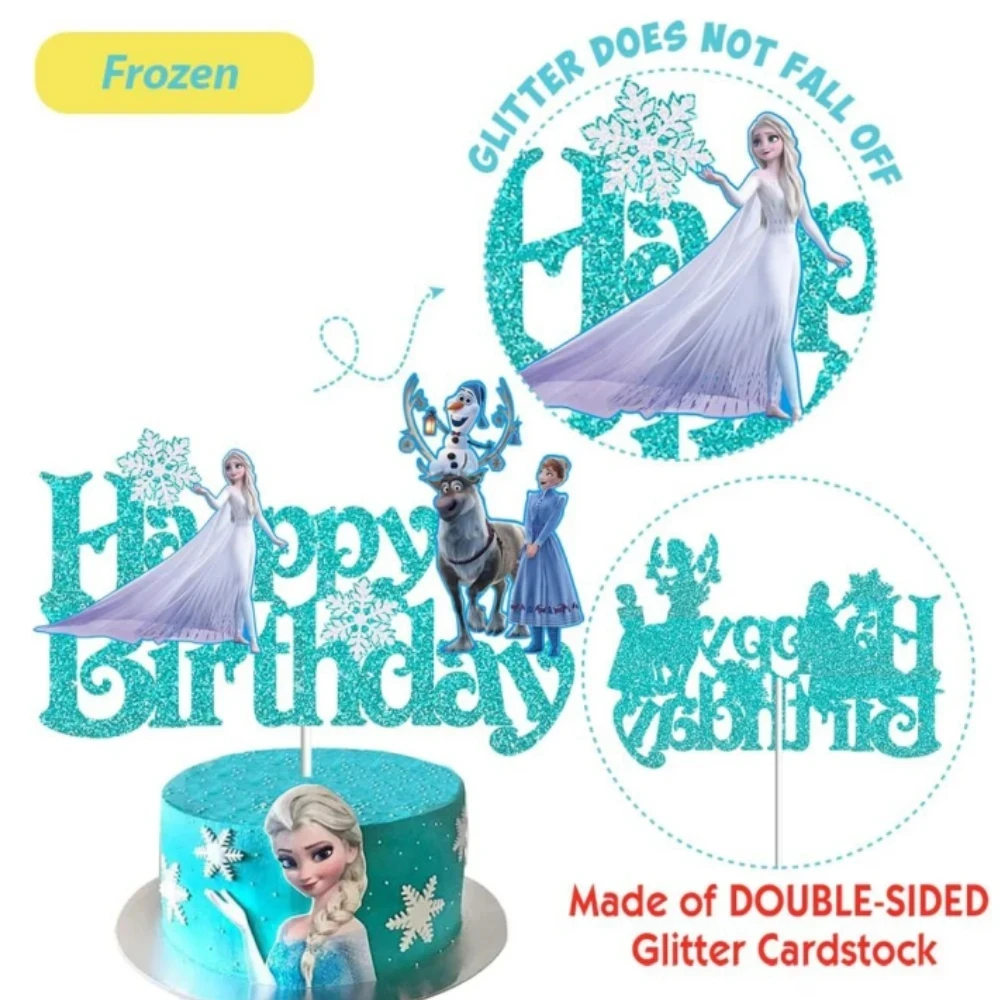 أغطية كعكة ديزني فروزن أولاف آنا إلسا برينسيس لتزيين حفلات أعياد الميلاد السعيدة للأطفال والبنات مستلزمات كعكة فروزن