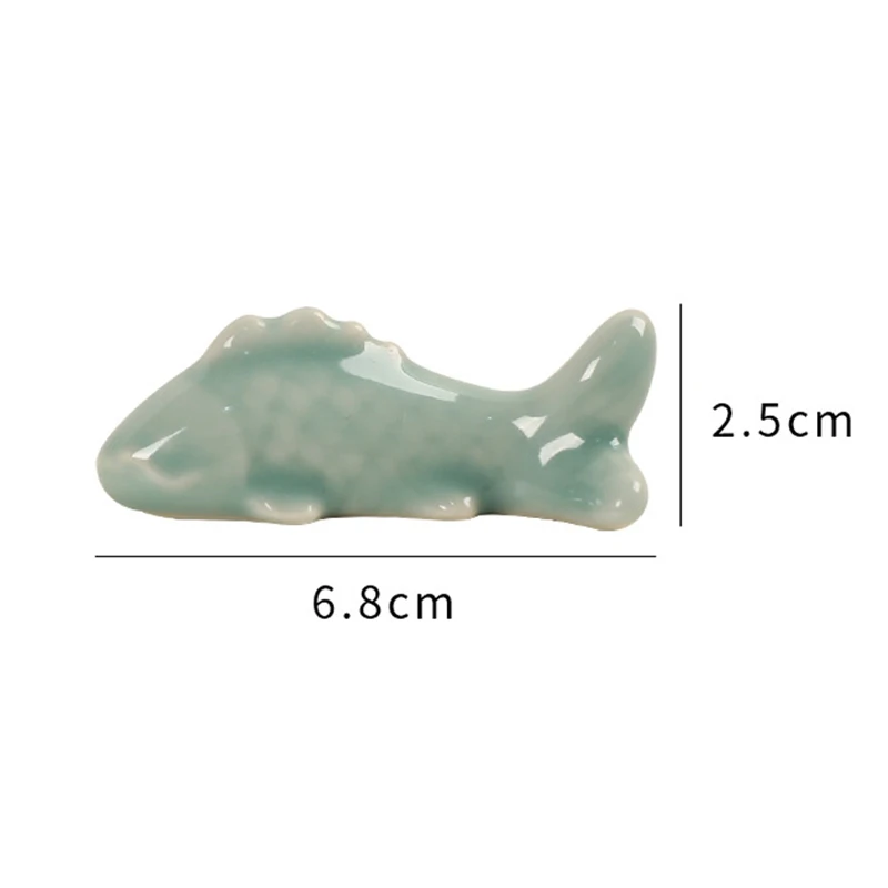 FY Lovely Koi Carp Small Pen Holders Ceramics Living Room Decoration Fish Figurines Celadon Home Decor Ornaments Garden Fairy