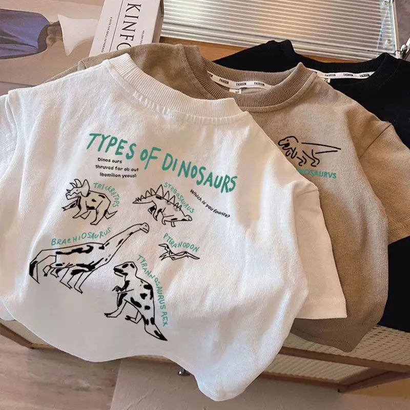 Boy's Cartoon Pattern Clothes T Shirt Short Sleeve Tops Summer Thin Loose Boutique Fashion Casual T-shirt Children's Wear Tees