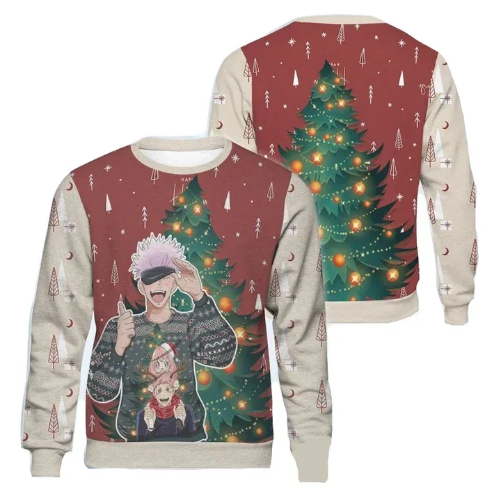 Autumn and Winter Bandai Anime Character Collection Christmas Ugly Dress Street Adult Round Neck Hoodie Popular Clothing