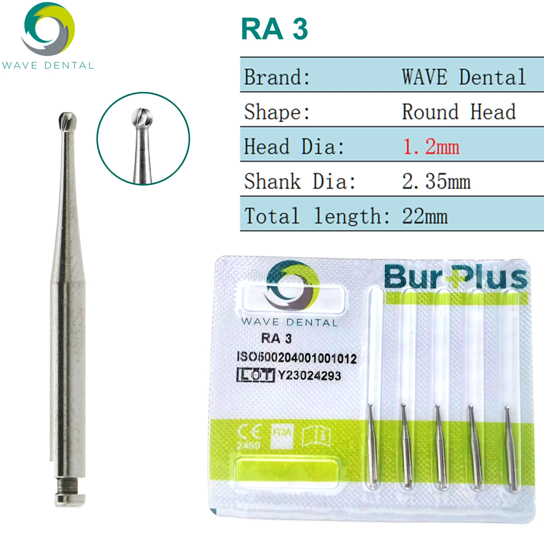WAVE Tandheelkundige Burs Wolfraamcarbide Lage Snelheid Bur Tandheelkundige Aardbeien RA Ronde Bal Hoofd Tandheelkunde Boor Voor Tandarts 5 stks/pak