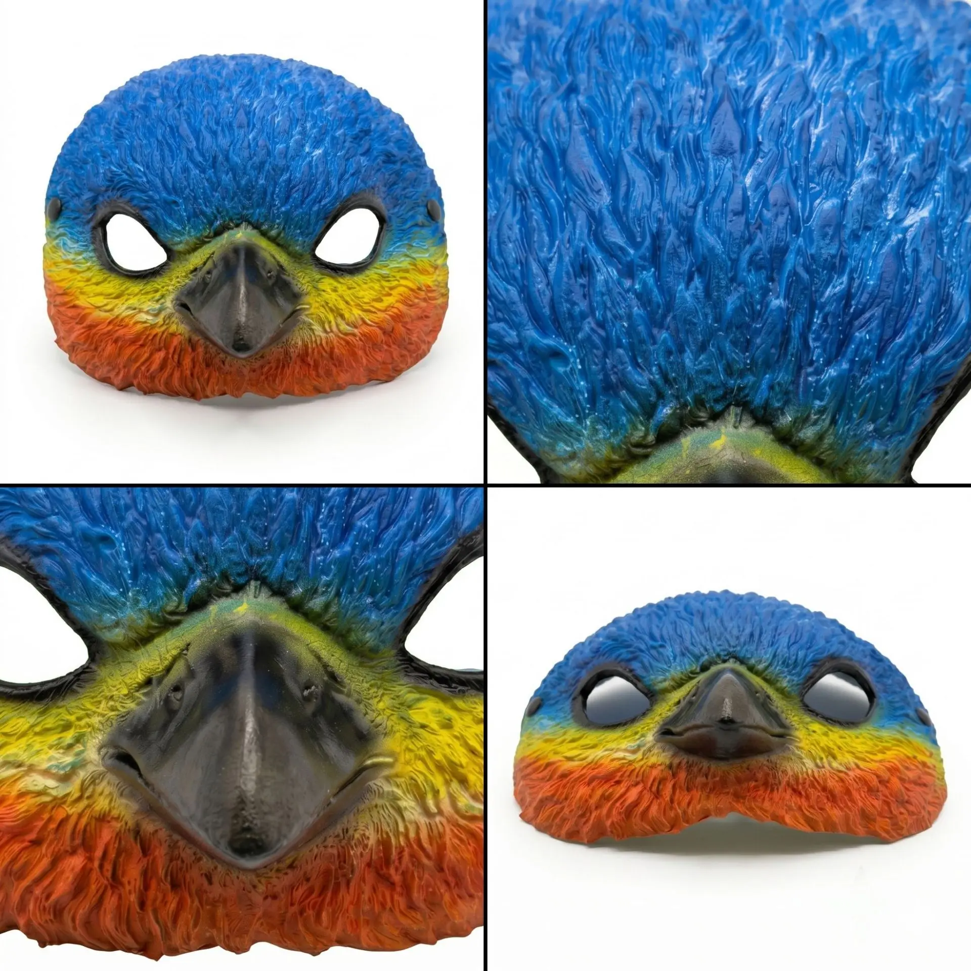 Plumage Eagle Half Face Mask Cosplay Realistic Blue Yellow Red Bird Pu Mask Carnival Halloween Masquerade Dress Up Party Props 2