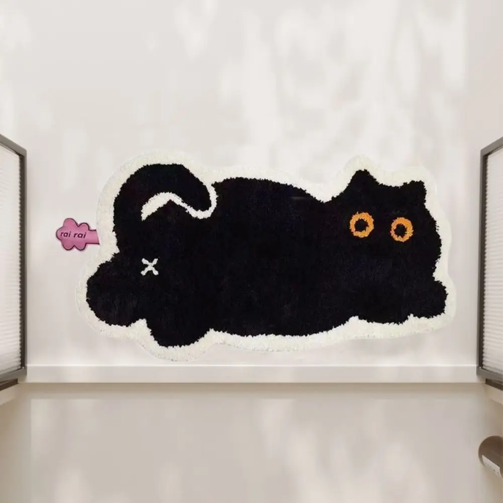 Cute Black Cat Imitation Cashmere Carpet Home Bedroom Bedside Blanket Door Mat Cartoon Ins Living Room Coffee Table Mat