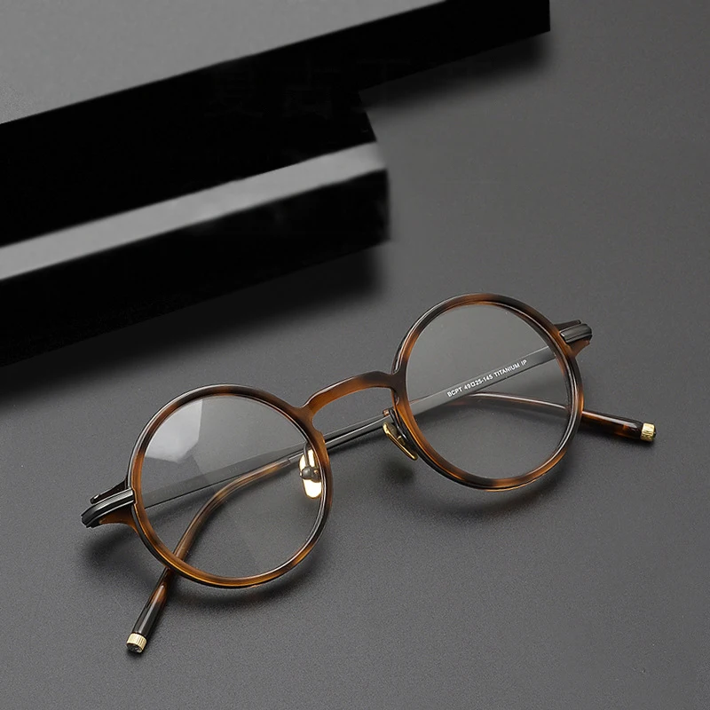 

Retro Oval Titanium Acetate Tortoise Fashion Glasses Frame Men Optical Eyewear Myopia Reading Women Classic Personalized Eyewear