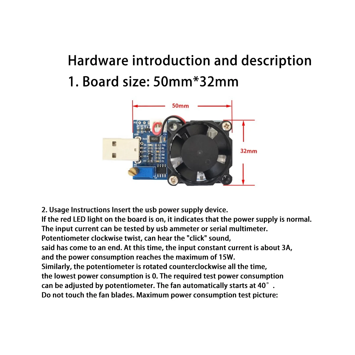 定電流電子ロードモジュール、USB、15w、調整可能、ページング、充電器、インテリジェント放電
