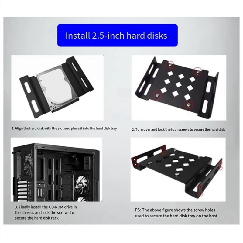 5.25 Inch Internal Mounting Frame Installable 2.5 Inch And 3.5 Inch SSD/HDD Harddisk Bay Silver-Gray Easy Install Easy To Use