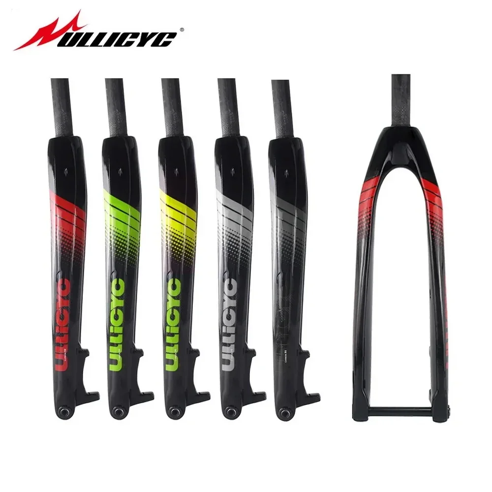 

Ullicyc Carbon Fiber MTB Fork 3K Glossy Colorful Design Tapered/Round Steerer Thru-Axle 15x100mm for 29/27.5/26 Inch Whe