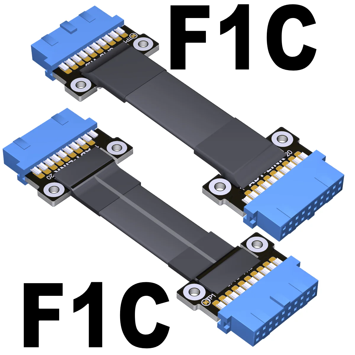 USB 3.0 20Pin 19Pin Male to Male Motherboard Ribbon Cable Adapter 26AWG with Screws 90 Degree Angled Computer Cable Connector