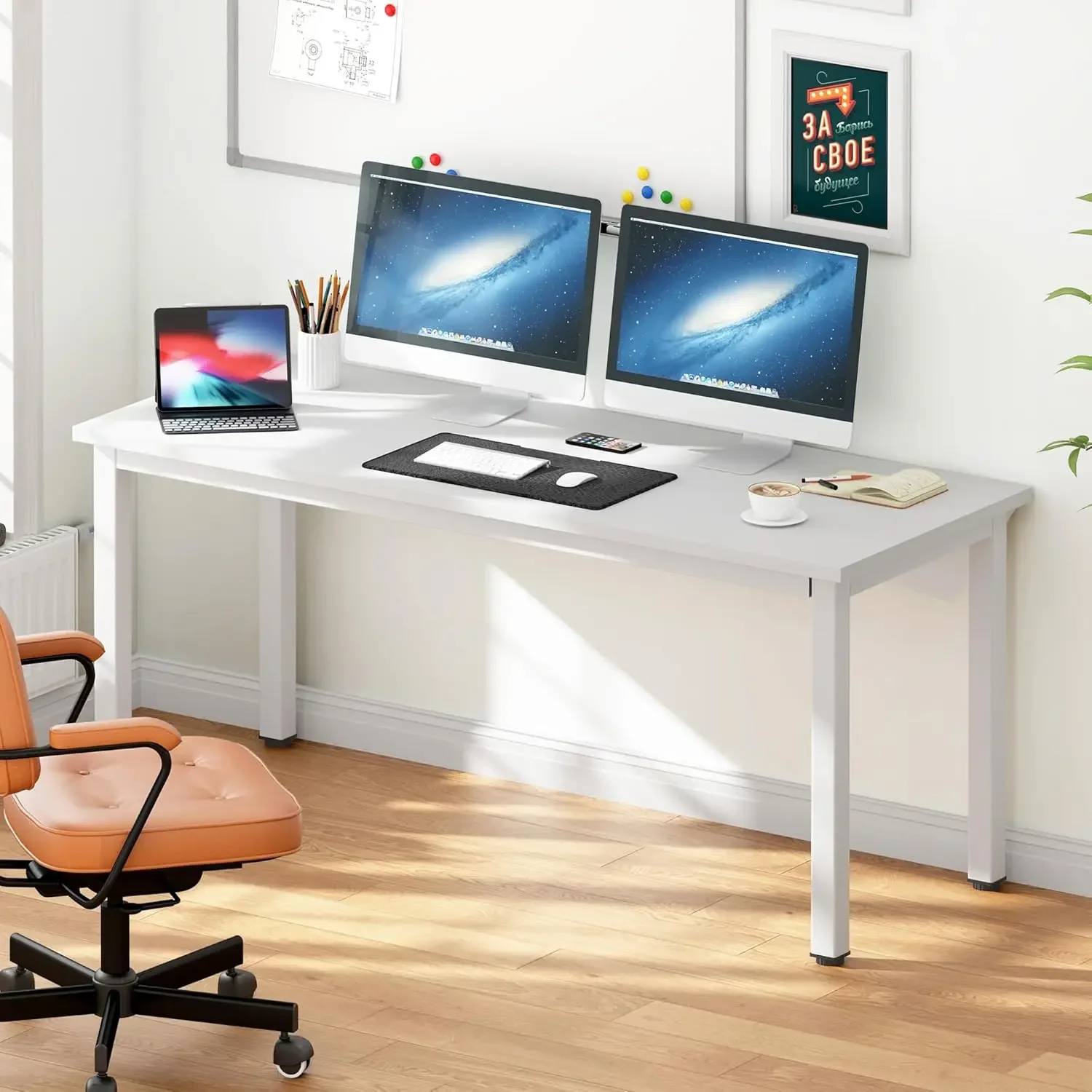 63 inches X-Large Computer Desk, Composite Wood Board School Desk, Decent and Steady Home Office Desk/Workstation/Table, BS1-160