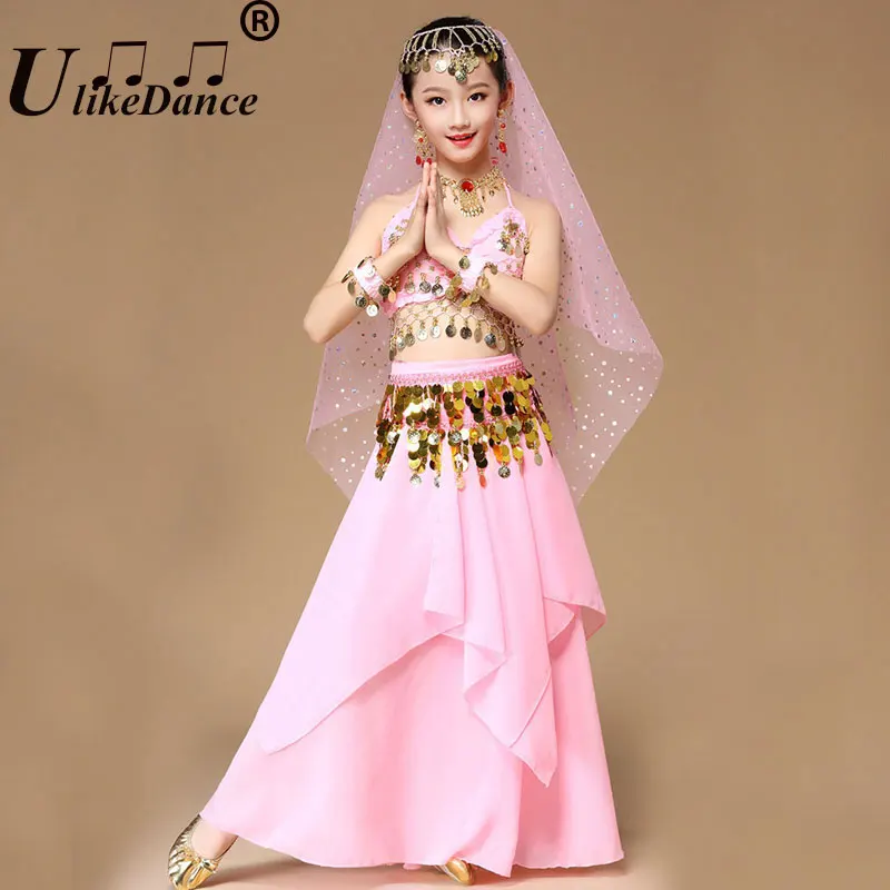 UlikeDance Children Belly Dance Costumes for Girl Indian Dance Costumes Kid Sari Bollywood Set Children Stage Performance Dress