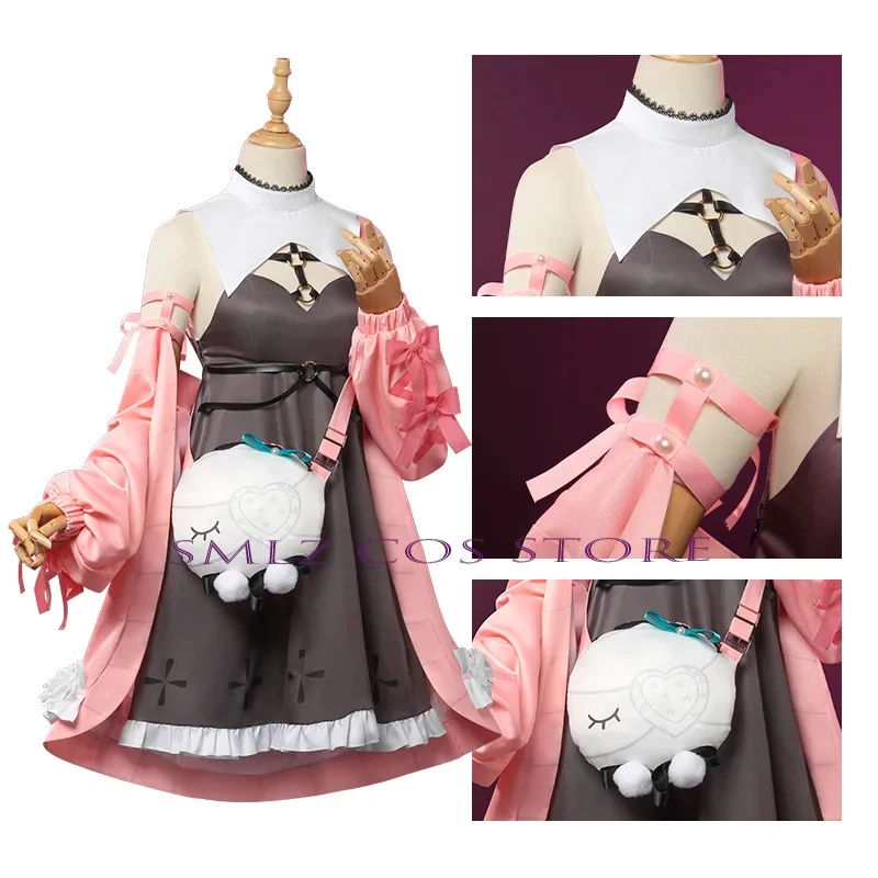 Disfraz de Cosplay Anime VTuber Hololive de las hermanas Aza (Airi) con abrigo, vestido y bolso para fiesta de Halloween