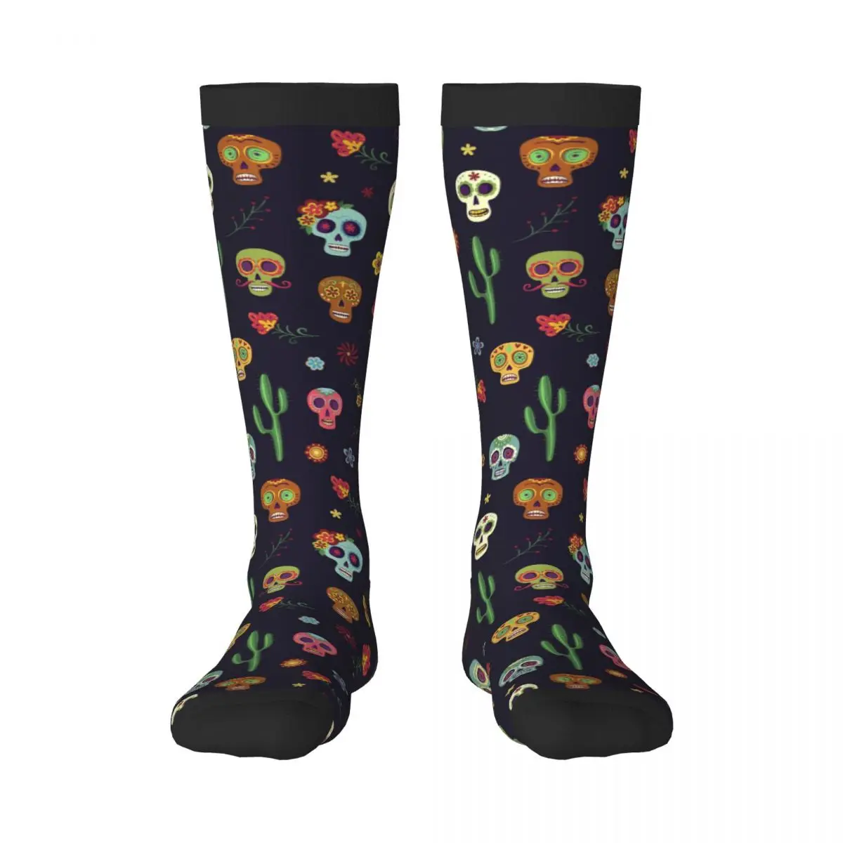 1 Pack Mexican Sugar Skulls Over-knee Long Socks Middle High School Socks