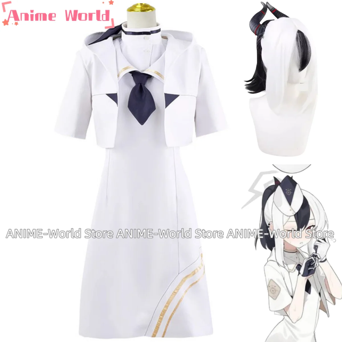 Anime Game Blue Archive The Animation Onikata Kayoko Cosplay Costume Wig White Coat Uniform Woman Sexy Christmas Party Suit