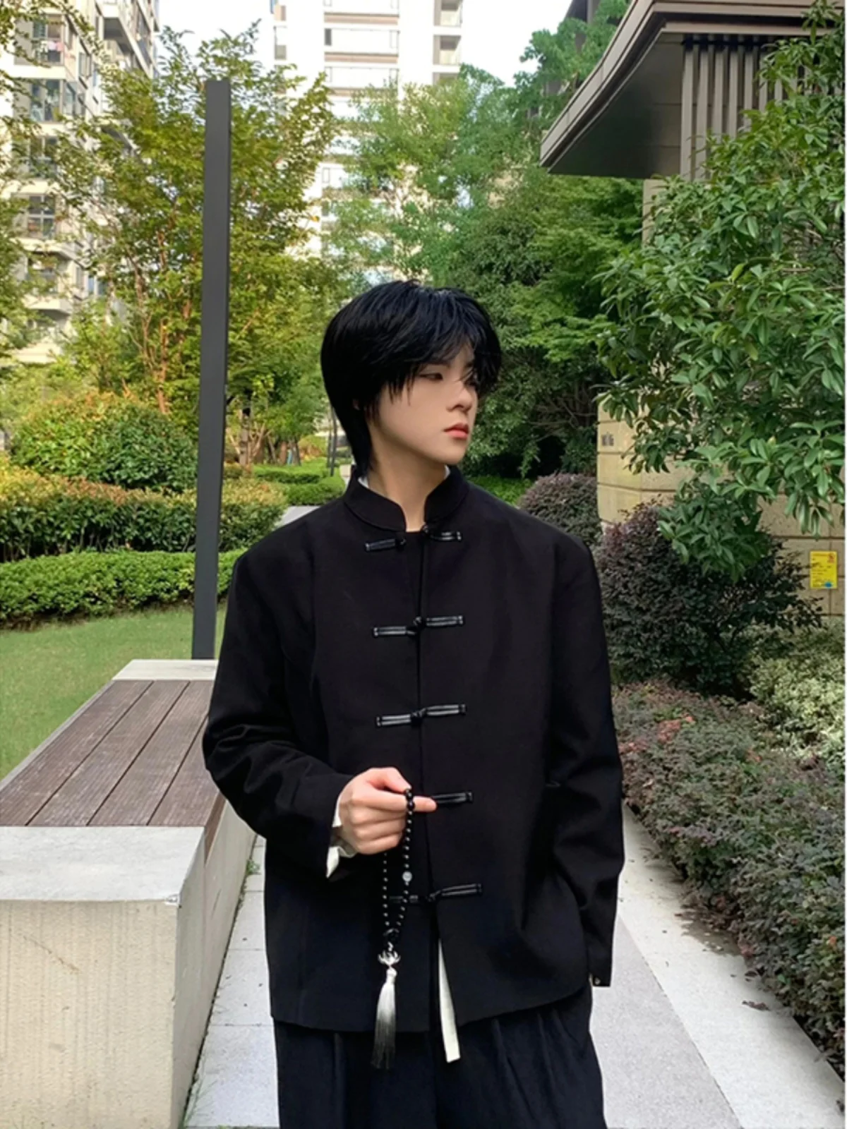 

Новый китайский мужской костюм-жакет: модный, элитный, с воротником-стойкой, для студентов, из прочного полиэфирного волокна