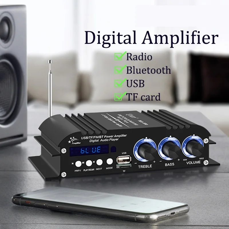 Top MA-500 Digital Amplifier Bluetooth 5.0 30 Watt x 4 Channels Power 12V5A Audio Stereo Amplifier Board Hi-Fi Class D AMP