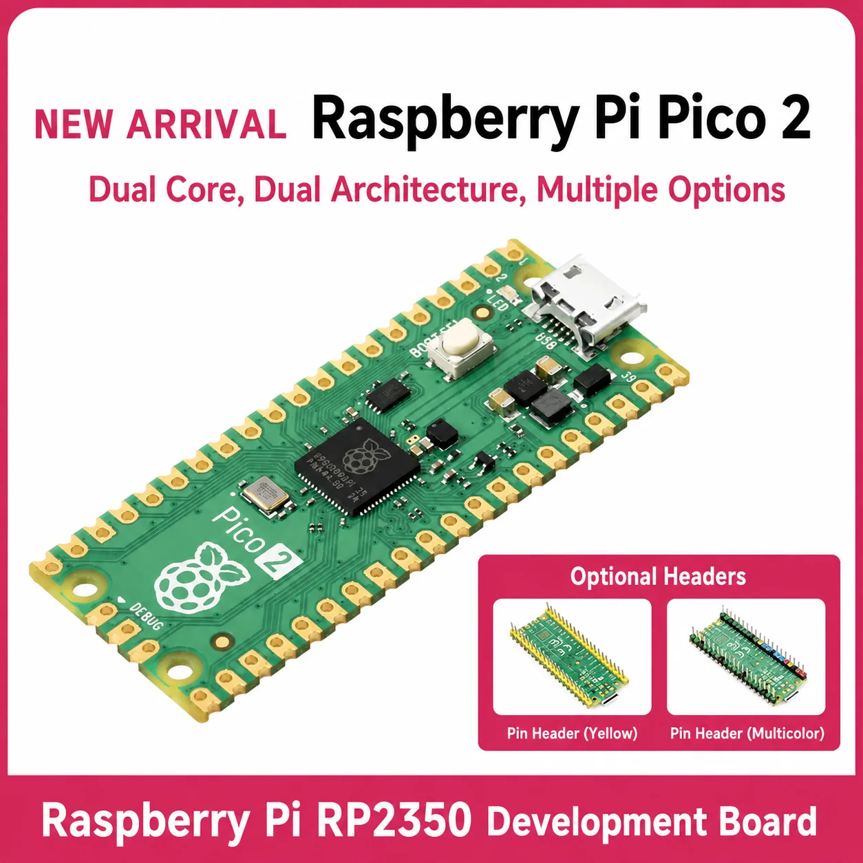 Плата для разработки Raspberry Pi Pico2, двухъядерный чип Raspberry Pi Pico RP2350, электроника на Python, в наличии