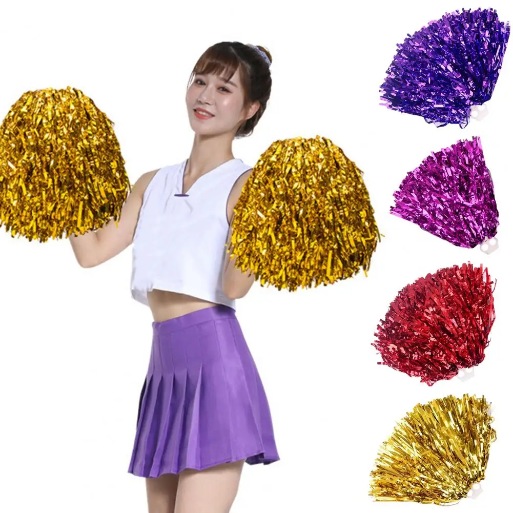 PET 2 Holes Sports Meeting Dance Dance Twirling Ribbon Easy to Carry Cheerleader Pompoms High Strength for Basketball