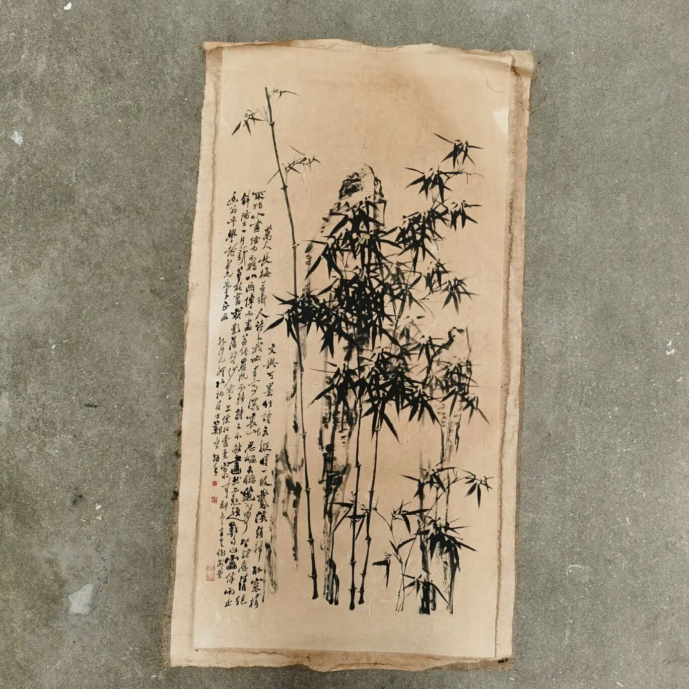 Chinese Old Rice Paper Picture Zheng Banqiao's Bamboo Painting Traditional Artwork for Home Decor