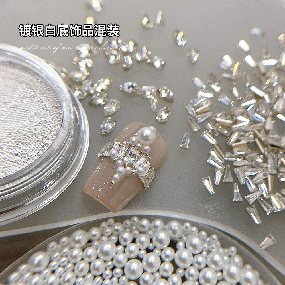 진주 라인 석 물방울 사다리꼴 지르콘 크리스탈 스틸 볼 로맨틱 네일 아트 장식 DIY 매니큐어 도구 액세서리