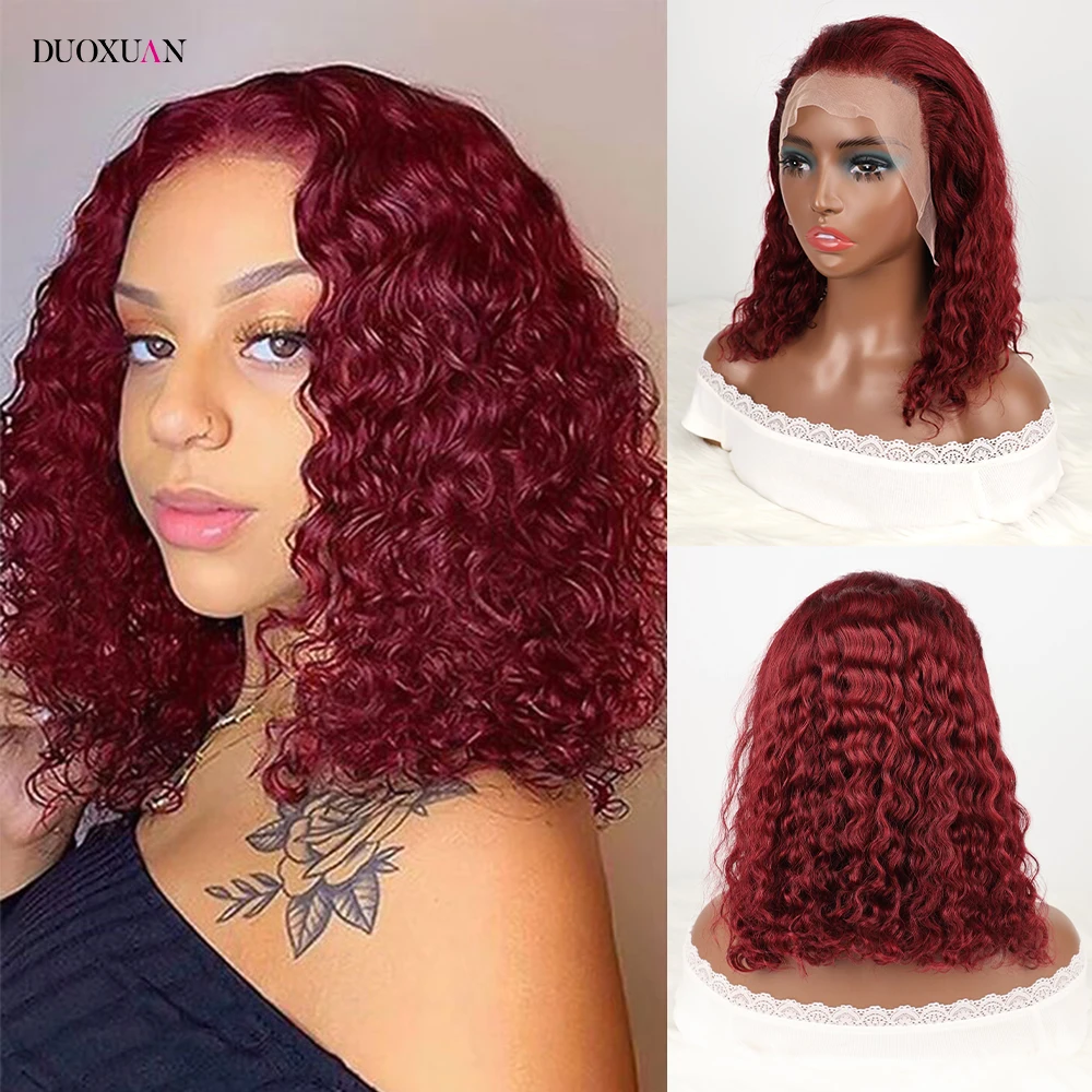 

Bob Wig Human Hair 13x4 Frontal Lace Wig Curly Pre Plucked With Baby Hair 4/27 99j Deep Wave Lace Front Wigs Human Hair 30 Inch