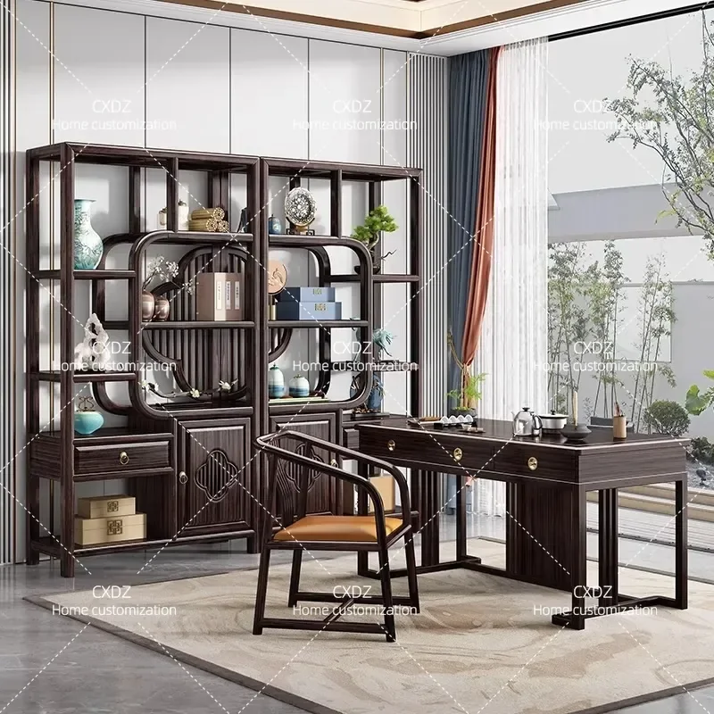 New Chinese Style Solid Wood Bogu Frame Display Cabinet Tea Room Storage Shelf Living Room Partition Duobao Pavilion