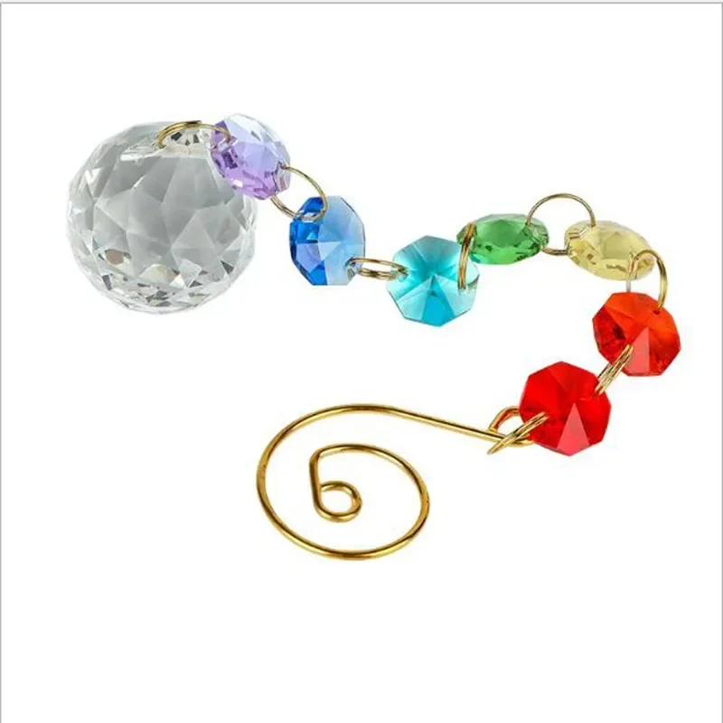 5pcs Rainbow Suncatcher Crystal Octagon Beads Strands Garlands Chandelier Parts Xmas Tree Home Wedding Decor Hanging Pendant