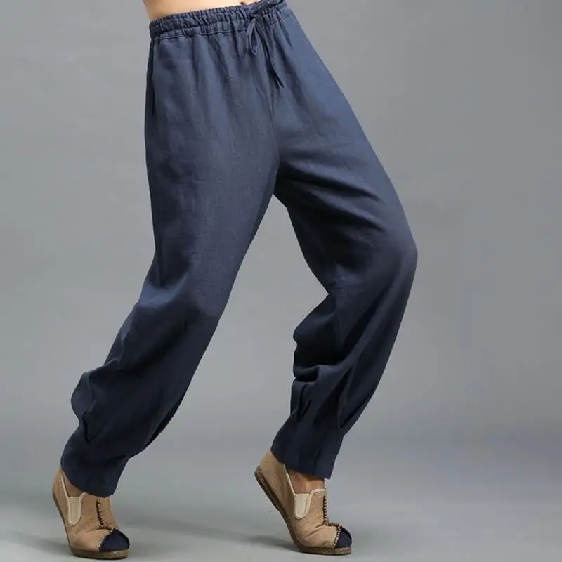 

Spring Summer Men's Loose Fit Linen Cotton Casual Pants Long Lantern Sle Trousers Artistic Retro Original Design Zen Sle