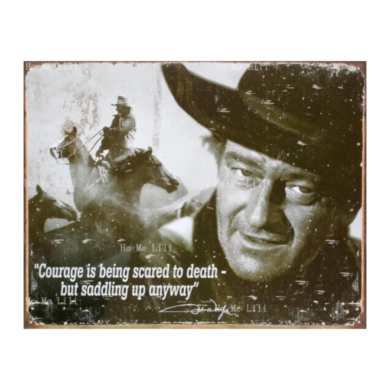 John Wayne Courage Distressed Retro Vintage Tin Sign Man Cave Metal Vintage Plaque