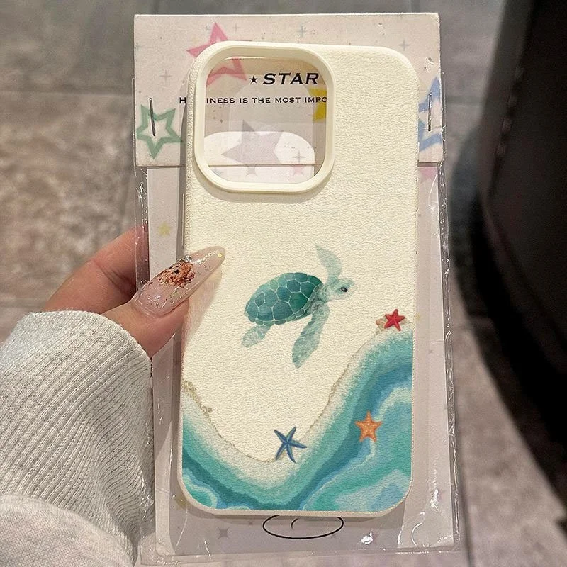 INS Sea Turtle Lychee Pattern Phone Case For iPhone 18 17 13 14 16 11 12 15 Pro Max 16 15 14 Plus X XR XS 18 Air Matte TPU Cover - view 2