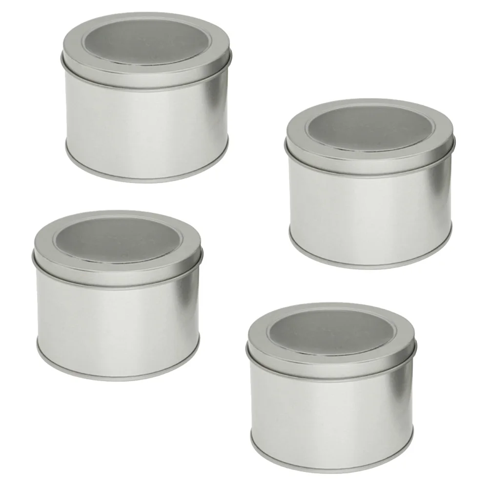 

4Pcs Cake Tin Sealed Cans Coffee Beans Storage Snacks Container Kitchen Tool Food Bottle Transparent Lid Moisture Preservation