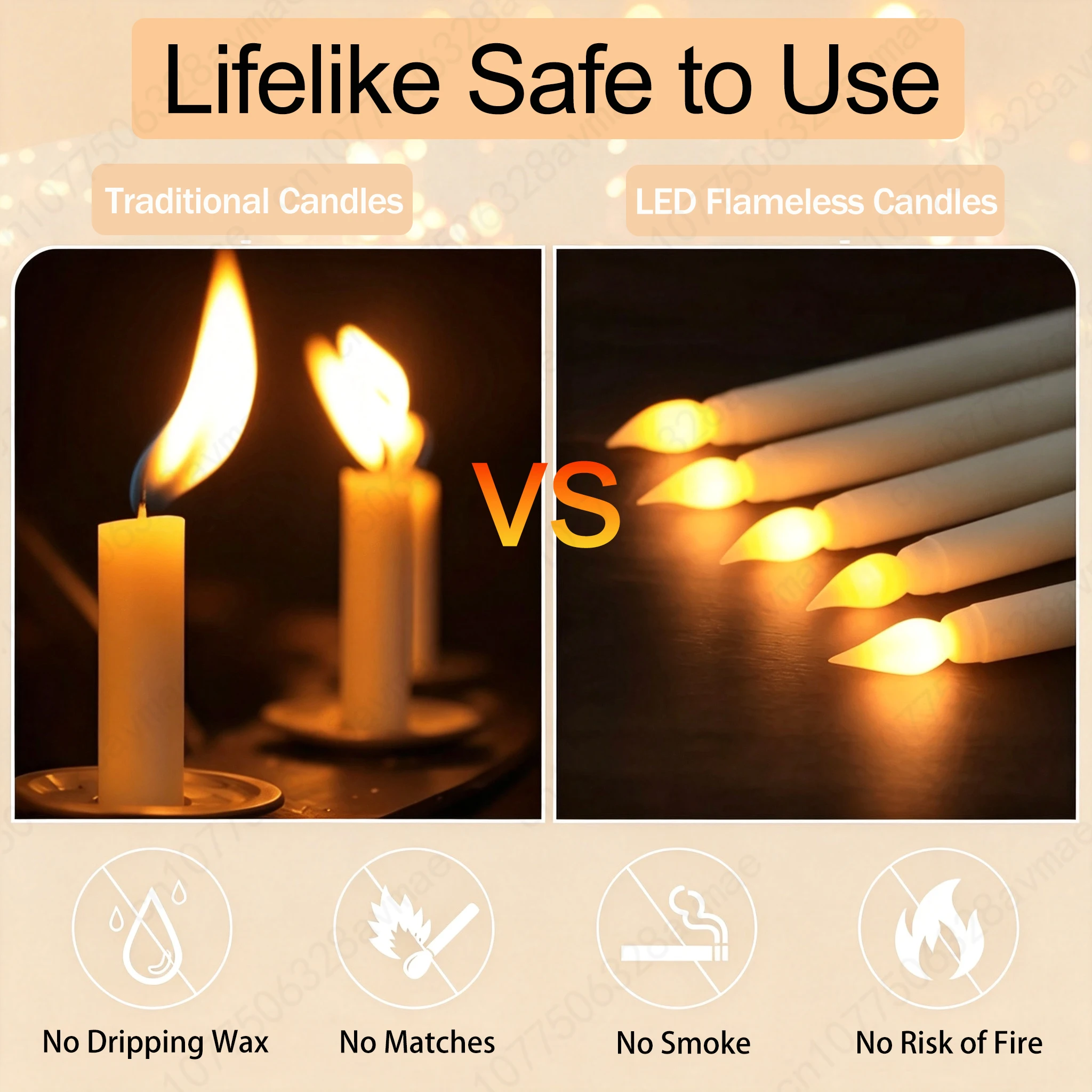 12-120Pcs Flameless LED Taper Candles Bulk Battery Operated Candles Flickering Fake Candles Halloween Christmas Wedding Decor view 5