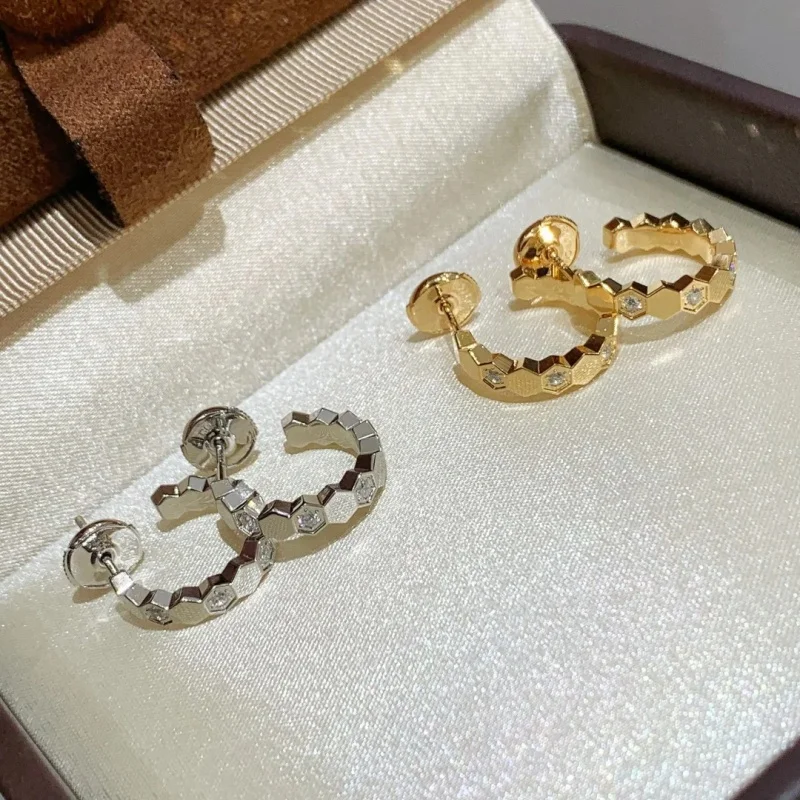 Pendientes de mujer con incrustaciones de diamantes de moissanita S 925, en forma de panal, chapados en oro de 18K de alta calidad. Mi regalo de amor