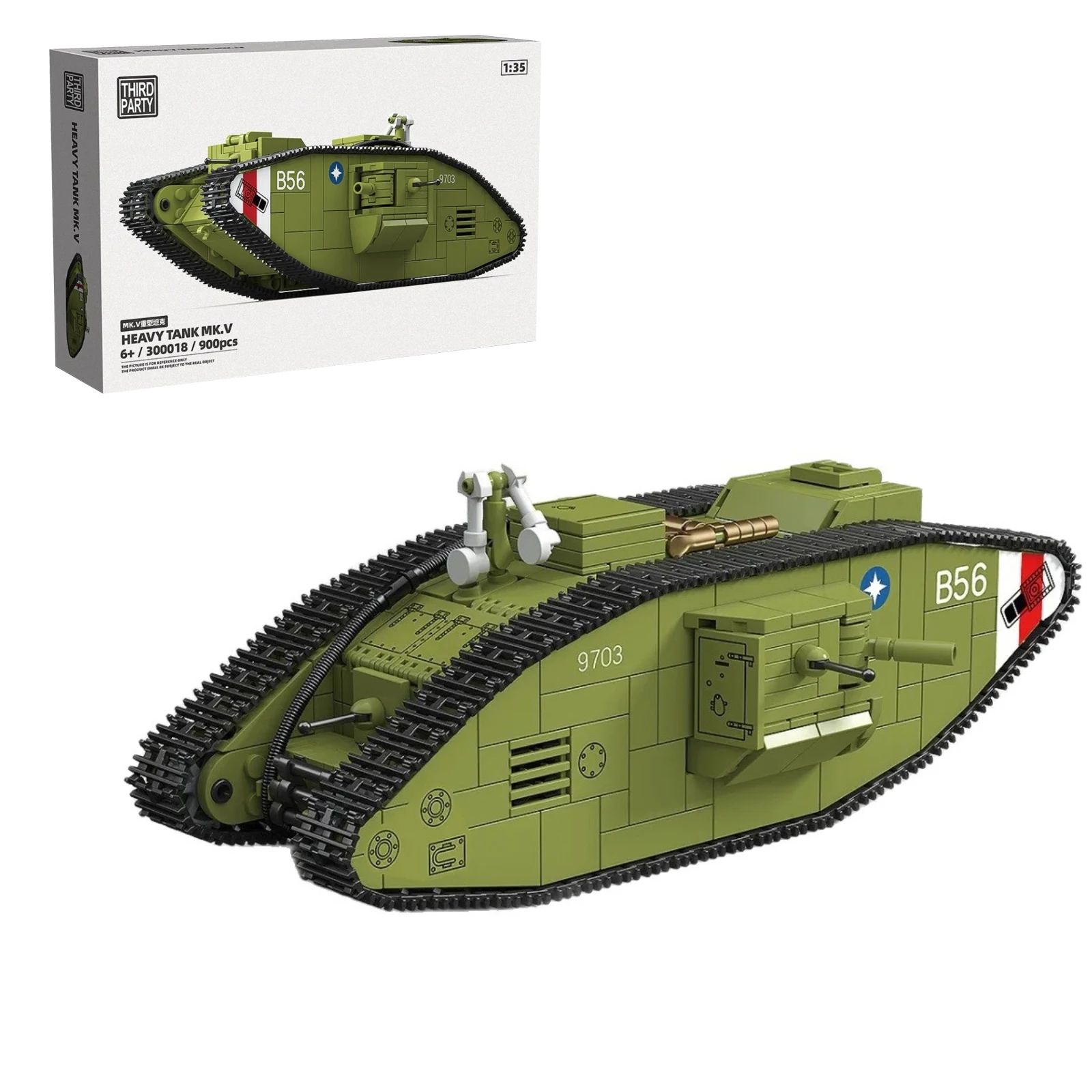 

900 шт., масштаб 1:35, Mark MK.V, танк, военная серия, маленькие строительные блоки, модель